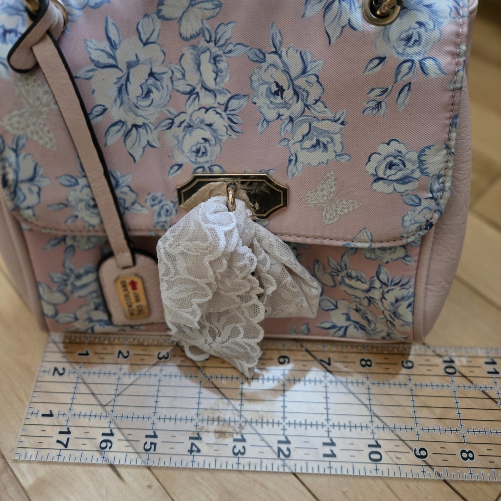 Floral Pink and Blue Women's Bag - Picture 4 of 6